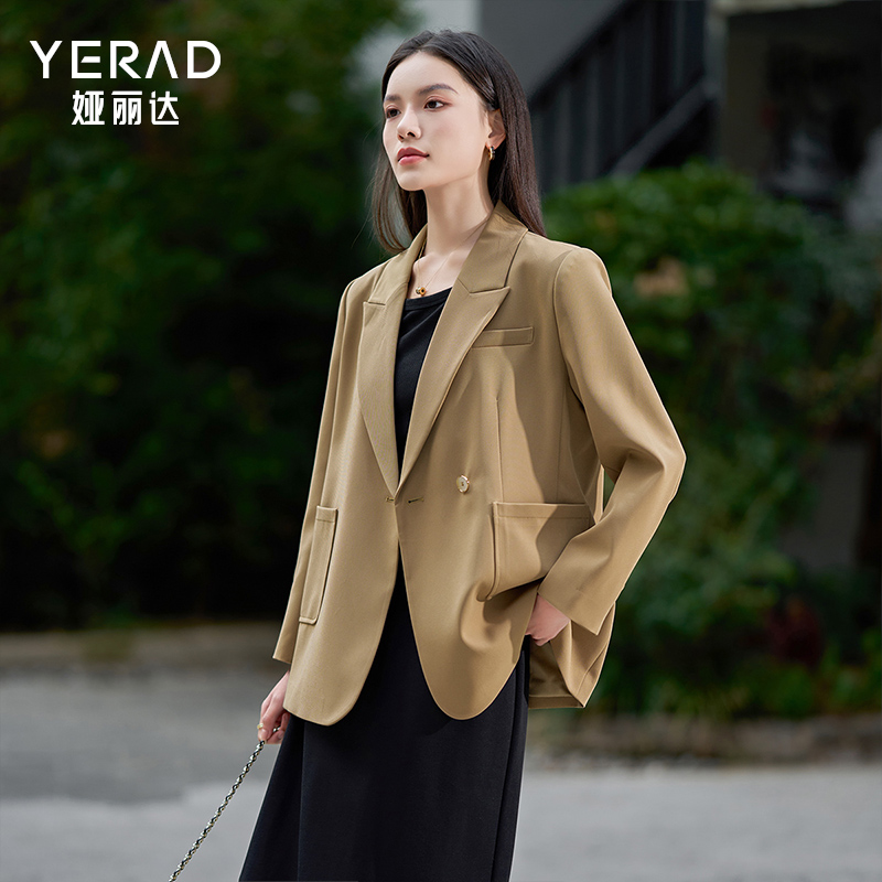 12786989.【娅丽达】高级感休闲西装外套女简约通勤百搭小西服女上衣
