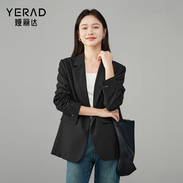 12787005.【娅丽达】小西装外套女韩版设计感刺绣百搭小西服女上衣
