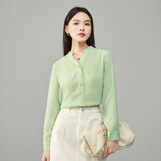 12786953.【娅丽达】法式优雅长袖衬衫女高级感百搭通勤衬衣女上衣