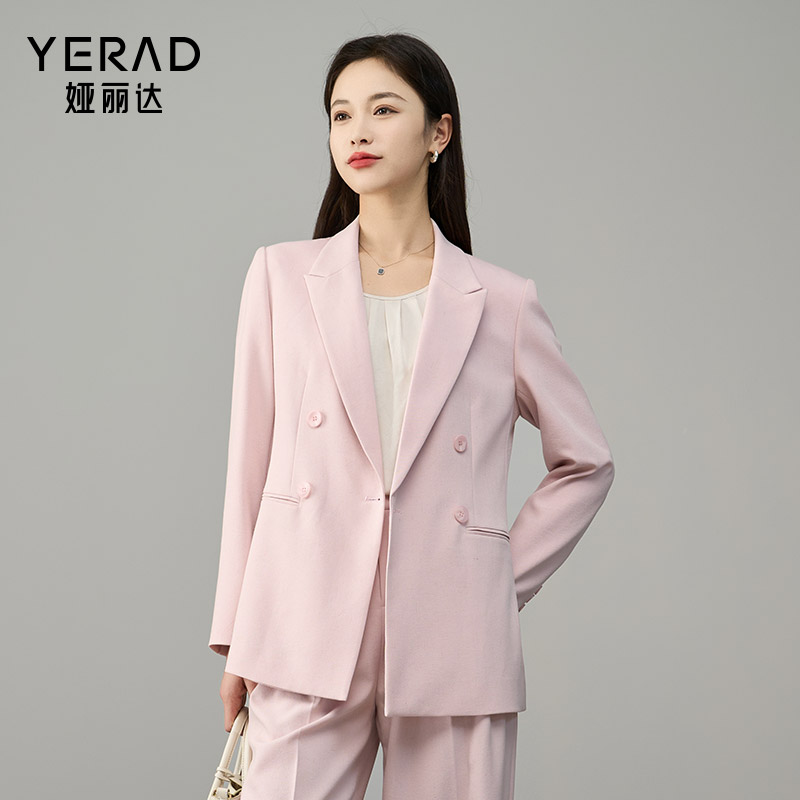 12786990.【娅丽达】宽松气质双排扣西装外套女高级感通勤西服