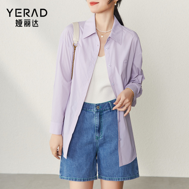 12786952.【娅丽达】多巴胺时尚休闲衬衫女百搭通勤外穿衬衣女外套