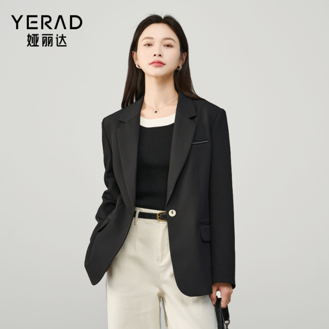 12786984.【娅丽达】优雅高级感西装外套女简约质感通勤小西服女上衣