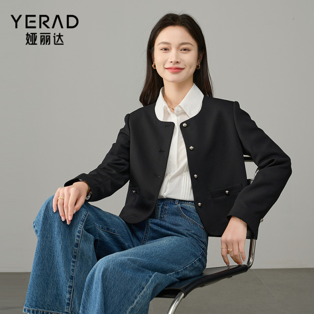12787013.【娅丽达】高级感气质小香风外套女正肩轻熟休闲上衣