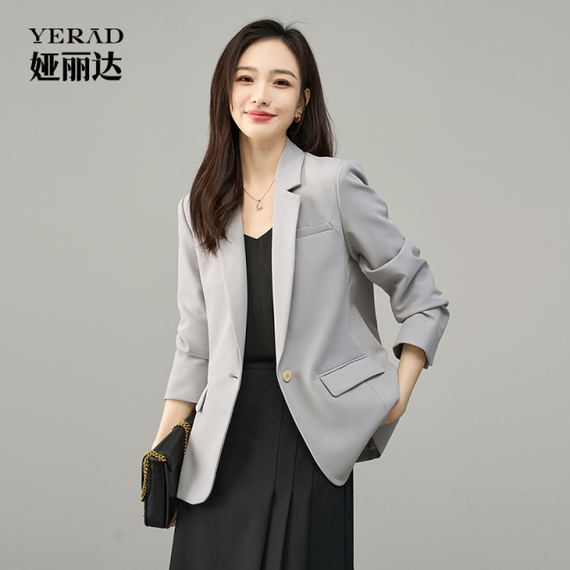 12787017.【娅丽达】高级感西装外套女简约通勤多色休闲西服女上衣