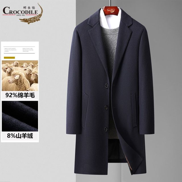 12797727.专柜款【绵羊毛+山羊绒】秋冬时尚休闲简约中长款毛呢大衣男