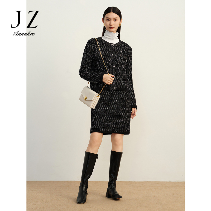 12809528.商场同款JZ玖姿经典小香风松紧短裙腰裙女冬季新款JWDD20203