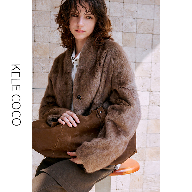 13732511.kele coco【礼盒发货】北美青根貂优选整皮貂皮静奢中古风皮草