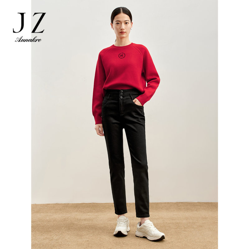 12814483.商场同款JZ玖姿百搭优质弹力修身牛仔裤女冬季新款JWDD12101