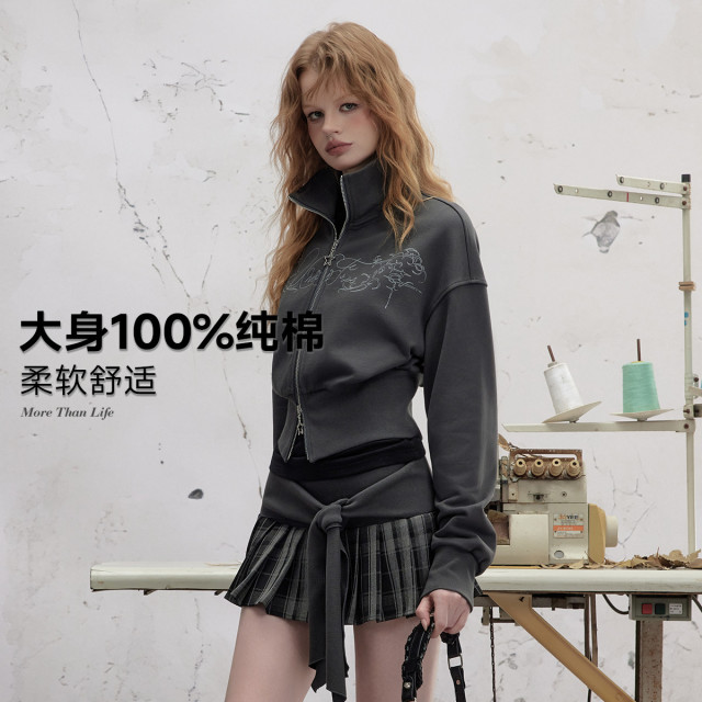12826962.【plus+大码系列100%棉】25年秋款甜酷风休闲百搭修身卫衣外套U253B003Z1Z1