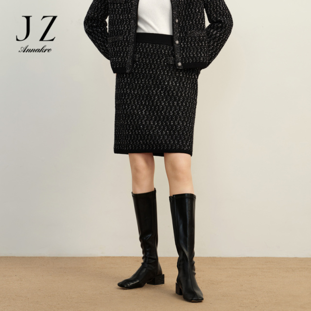 12809528.商场同款JZ玖姿经典小香风松紧短裙腰裙女冬季新款JWDD20203