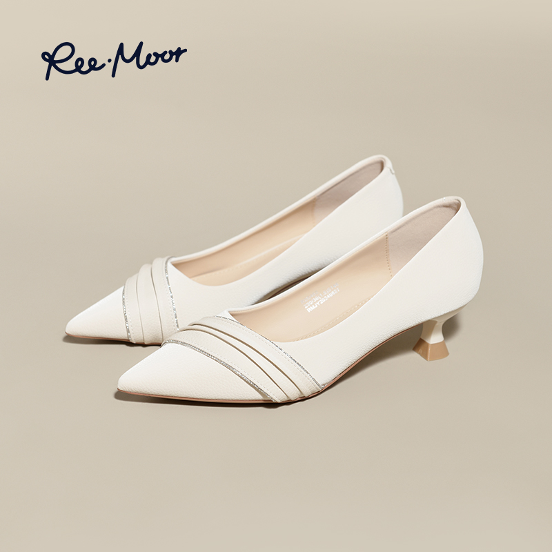 12810028.reemoor尖头百搭通勤高跟鞋2025年秋季新款气质职业女鞋低跟睿慕