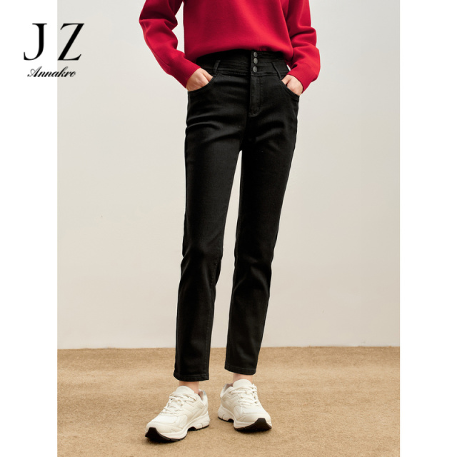 12814483.商场同款JZ玖姿百搭优质弹力修身牛仔裤女冬季新款JWDD12101