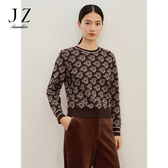 12810634.商场同款JZ玖姿慵懒休闲爱心套头衫毛衫女冬季新款JWDD31012