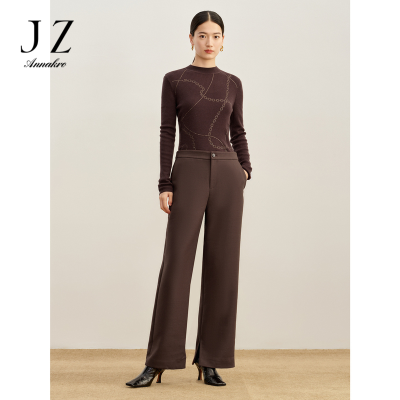 12816134.商场同款JZ玖姿简雅干练西裤精英裤裤子女冬季新款JWDD11007
