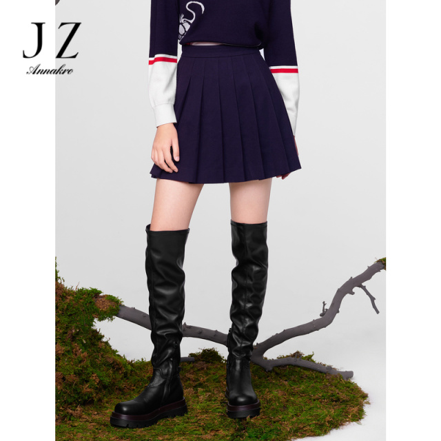 12816953.JZ玖姿商场同款学院风垂坠及膝百褶裙女冬季新款JWDD11502
