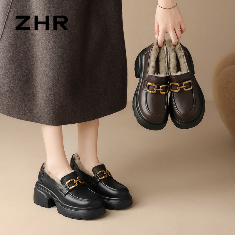 12817357.【ZHR则则】乐福鞋圆头套脚厚底女鞋[头层牛皮]