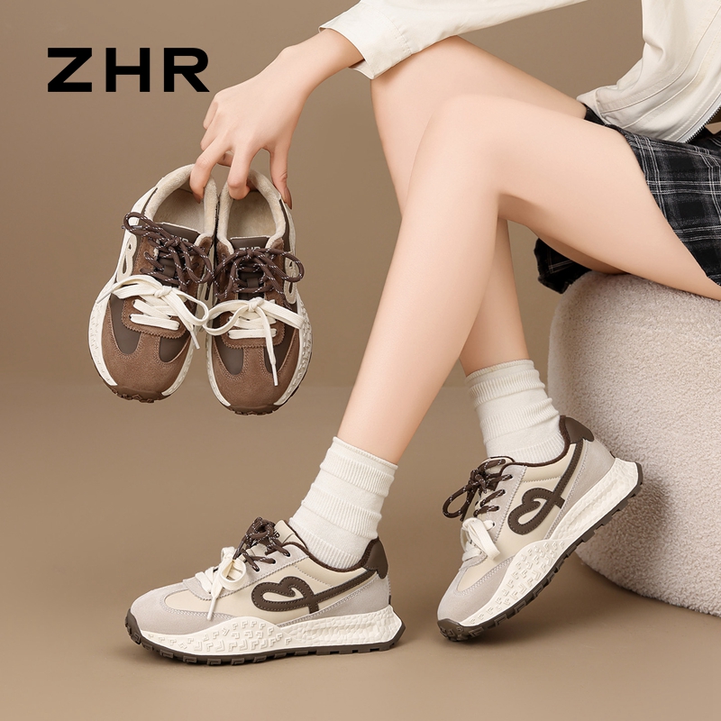 12817156.【ZHR则则】阿甘鞋圆头系带厚底女鞋[头层猪皮+PU]