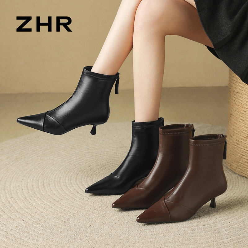 12829844.【ZHR则则】细跟鞋尖头后拉链细跟女鞋[PU]