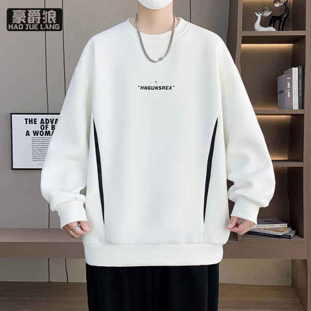 12856974.春秋新款男士卫衣潮牌圆领长袖T恤潮流小众设计感日常休闲百搭上衣