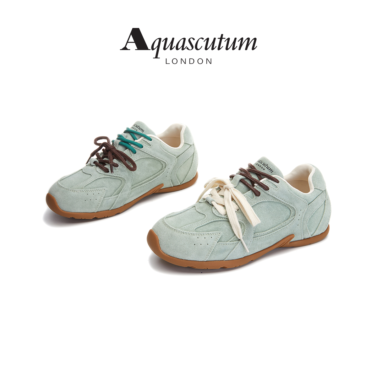 12867751.【墨斯本& Aquascutum/雅格狮丹联名款】【经典轻奢】鸳鸯鞋带柔软德训鞋新款百搭舒适女休闲鞋AS025002