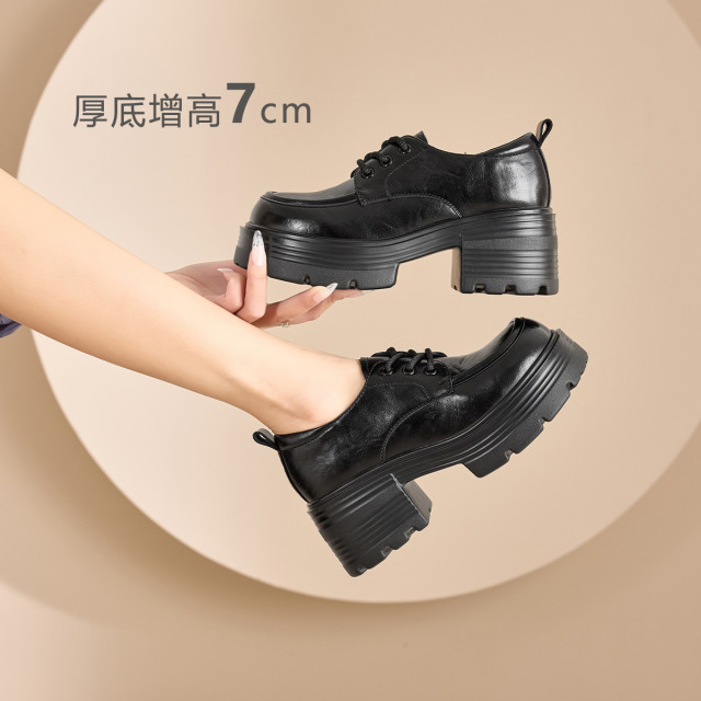 12874476.乐福鞋女2025新款春季一脚蹬厚底增高百搭时尚女鞋通勤女单鞋