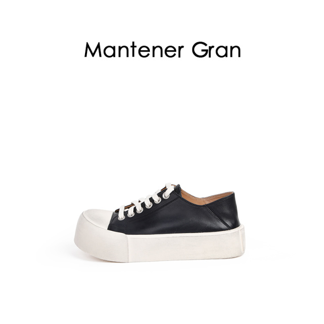 12945384.MG.休闲鞋Mantener Gran 可爱圆头大头鞋女厚底鞋真皮板鞋 MG女鞋
