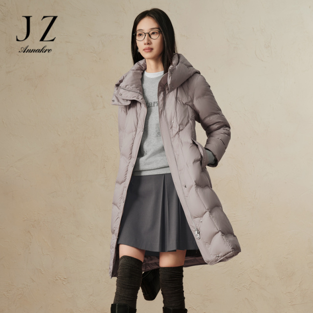 12887969.玖姿安娜蔻休闲时尚通勤收腰中长鸭绒羽绒女冬季新款