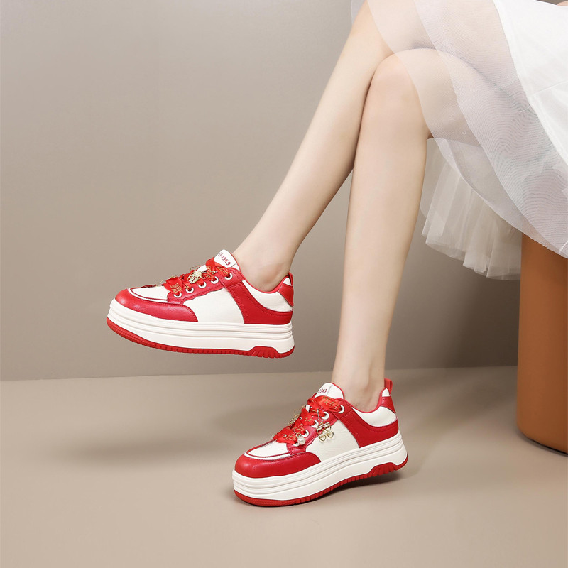12946754.【增高5】婚鞋女鞋春秋季2025年新款百搭厚底运动休闲女鞋