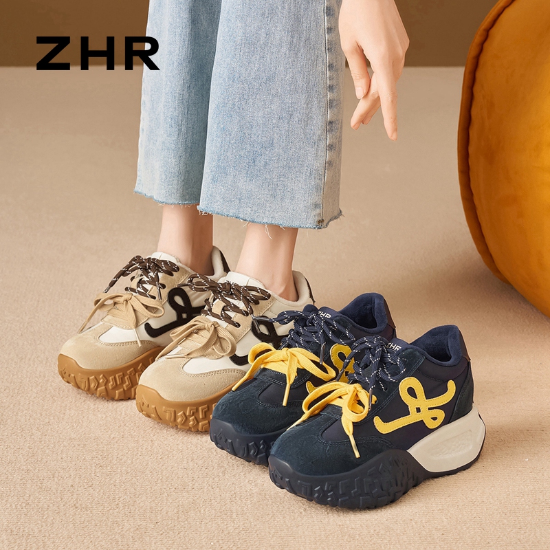 12899267.【ZHR则则】内增高阿甘鞋圆头系带厚底女鞋[猪巴戈+雨伞布+PU]