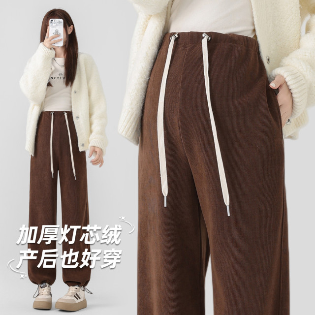 13022309.孕妇裤秋冬外穿加绒加厚休闲运动束脚裤小个子卫裤上班族孕妇装