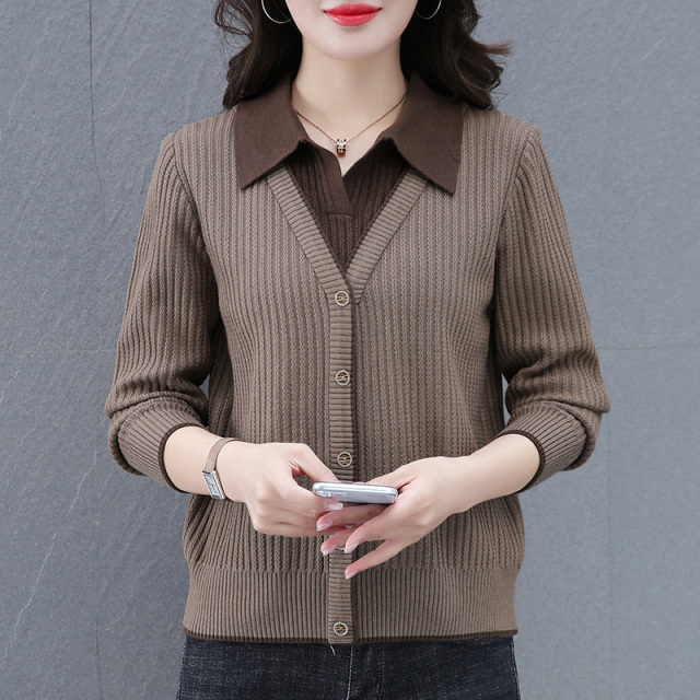 12919723.淘贝鼠春秋新款女款时髦假两件百搭洋气打底衫【淘贝鼠女装QD】