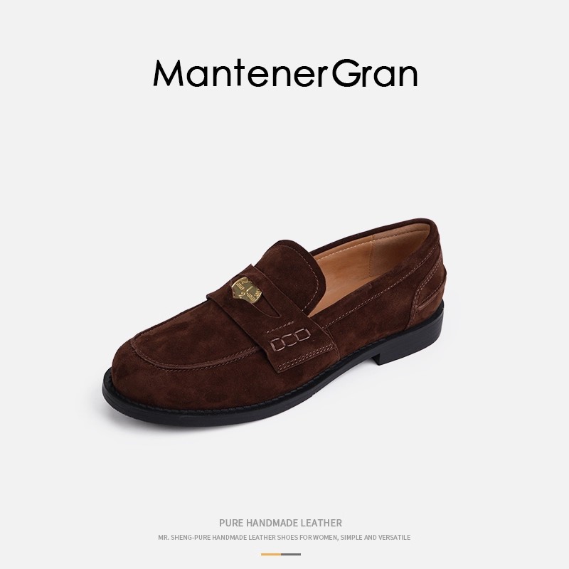 12932646.MG.乐福鞋Mantener Gran【牛反绒革】薄底乐福鞋金币时尚简约复古通勤女单鞋