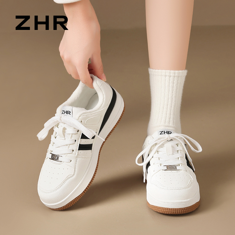 12934111.【ZHR则则】板鞋圆头系带厚底女鞋[PU]