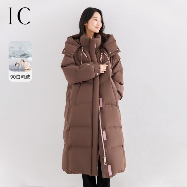 12940561.设计休闲百搭宽松长款羽绒服女2025新款冬季高级通勤气质外套