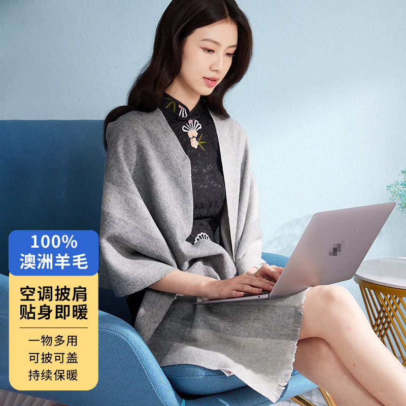 12989829.高级感外搭披肩【100%纯羊毛】女士室内保暖防风披风礼盒装