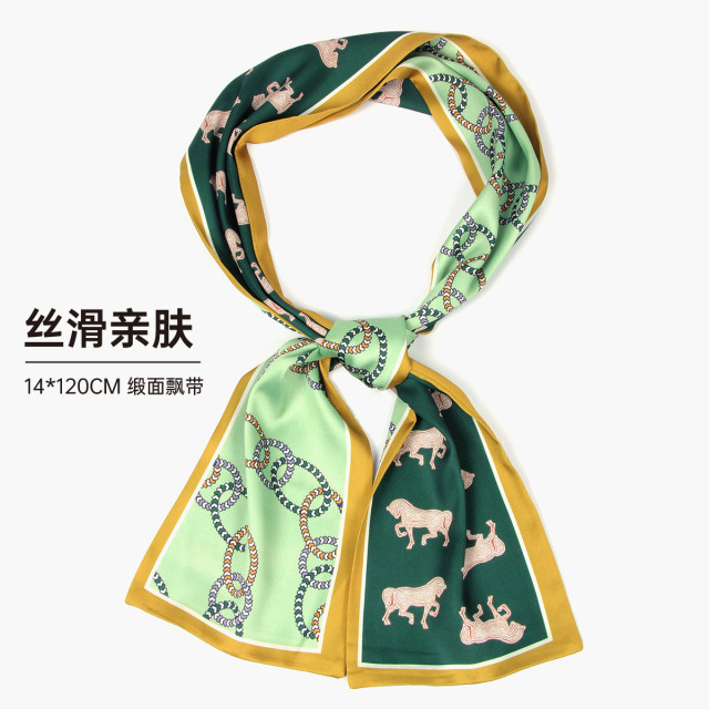13323791.【云南新疆旅游搭配】丝巾女春秋发带缎面印花飘带领巾送礼