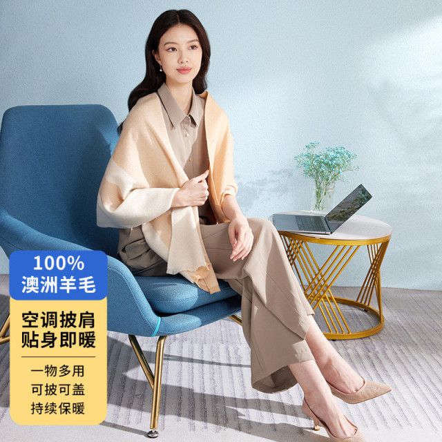 12989829.高级感外搭披肩【100%纯羊毛】女士室内保暖防风披风礼盒装