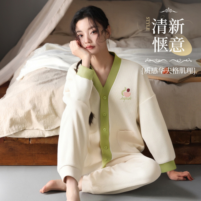 13205998.【质感华夫格】猫人女士开衫套(简约色块)