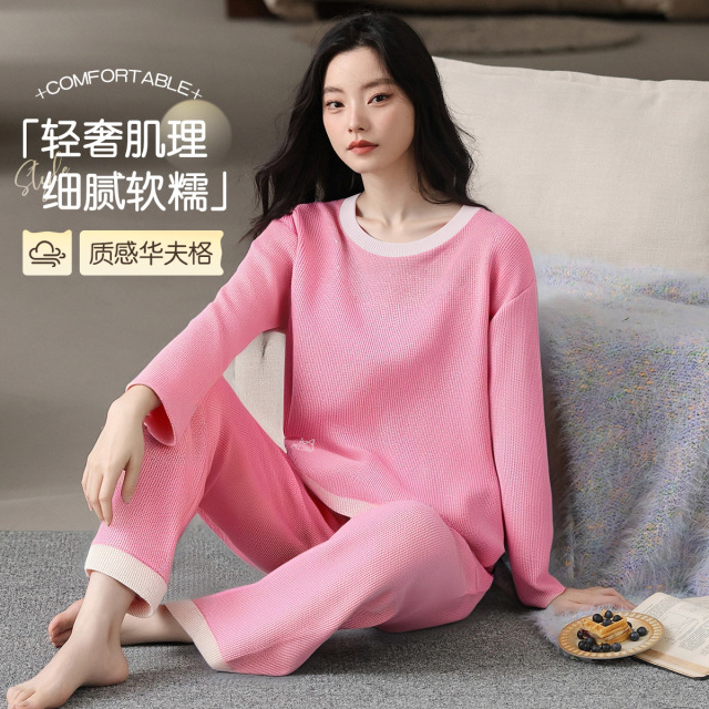 13204978.【细腻软糯】猫人女款长袖套头家居套(M女华夫格针织套)
