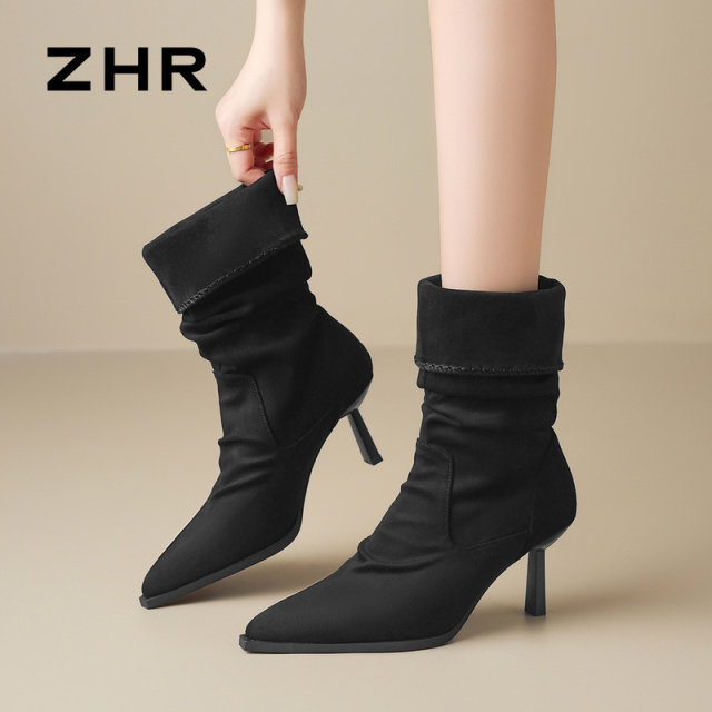 12971436.【ZHR则则】细跟鞋尖头套脚细跟女鞋[羊京绒]