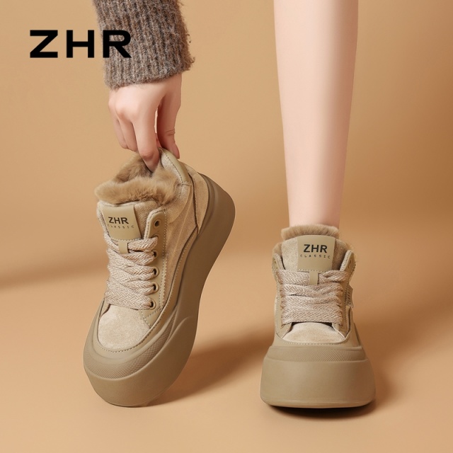 12971440.【ZHR则则】休闲鞋圆头系带厚底女鞋[蒙古绒+超纤]