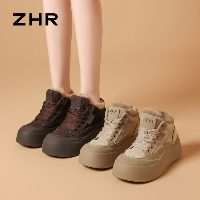 12971440.【ZHR则则】休闲鞋圆头系带厚底女鞋[蒙古绒+超纤]
