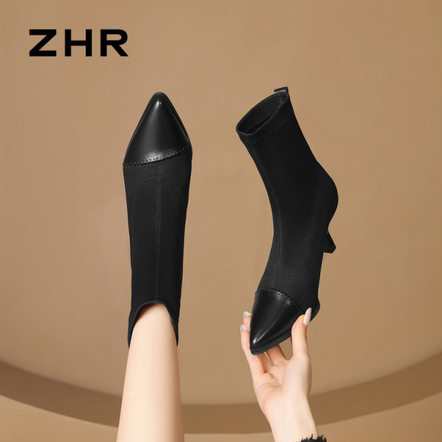 12971342.【ZHR则则】细跟鞋尖头套脚细跟女鞋[羊京绒+PU]