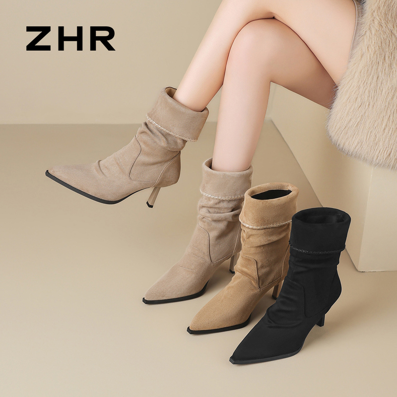 12971436.【ZHR则则】细跟鞋尖头套脚细跟女鞋[羊京绒]