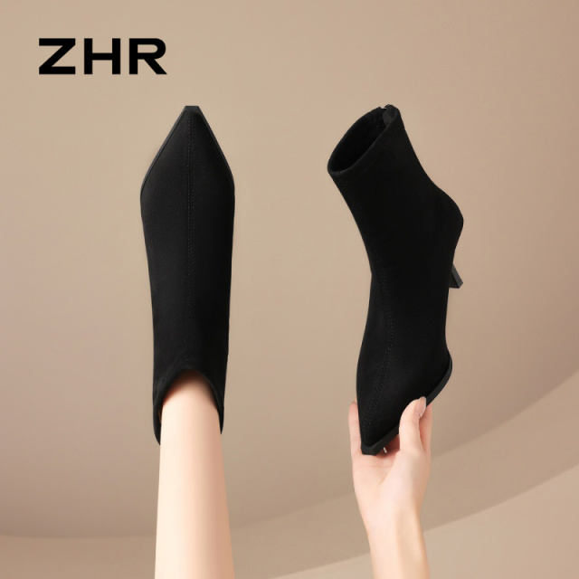 13835572.【ZHR则则】细跟鞋尖头后拉链细跟女鞋[羊京绒]
