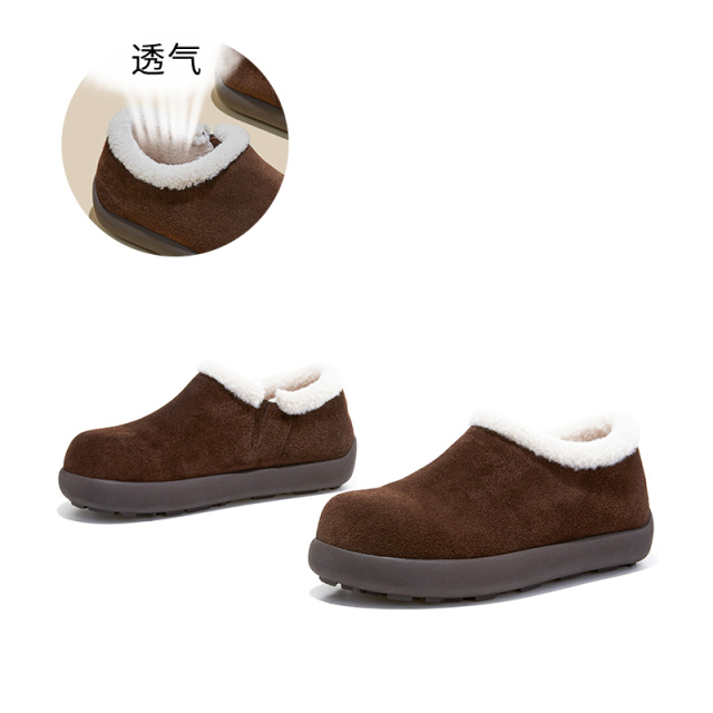 12981924.墨斯本真皮雪地靴女新款平底加绒棉鞋休闲百搭舒适毛毛鞋保暖靴子女款12518