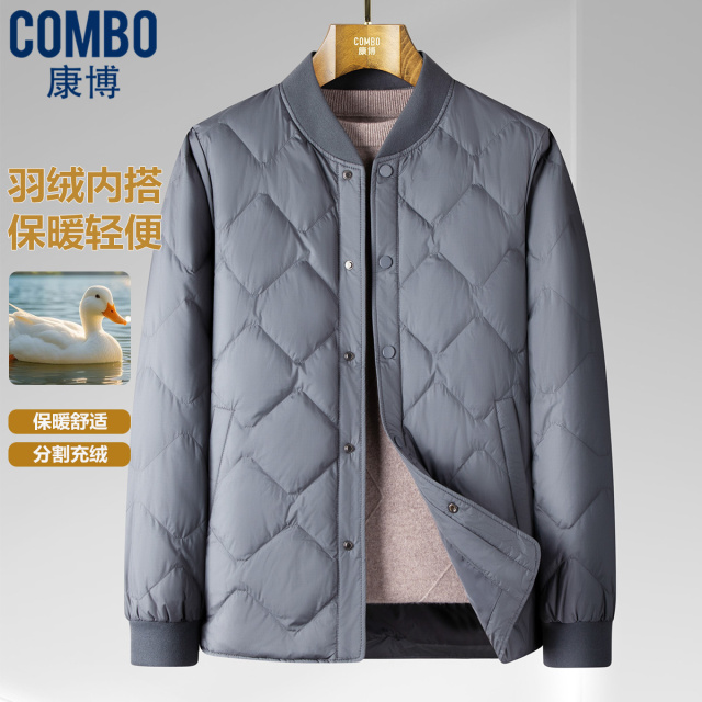 12986409.品质优选【羽绒内搭&保暖轻便】秋冬棒球领可外穿轻薄羽绒服男