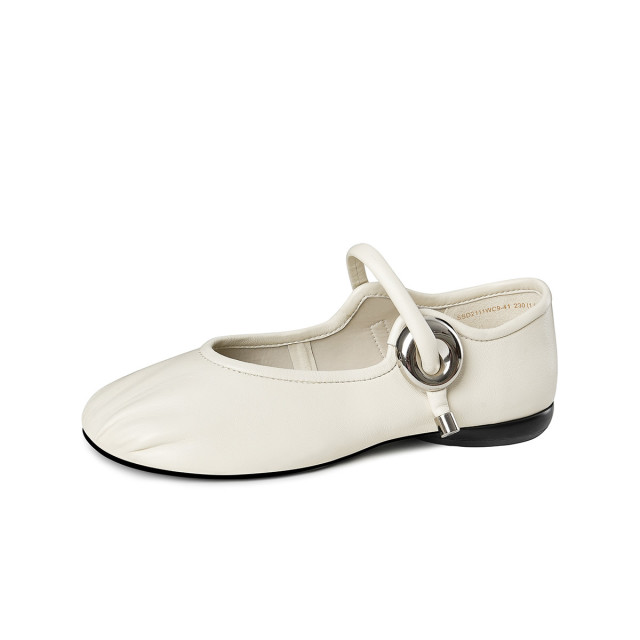 12992144.【柔软羊皮】星期六玛丽珍女鞋复古英伦风褶皱圆头软底浅口单鞋