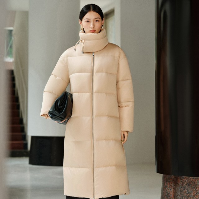 12994233.艾莱依秋冬羽绒服两穿领型防风保暖中式盘扣时尚长款外套