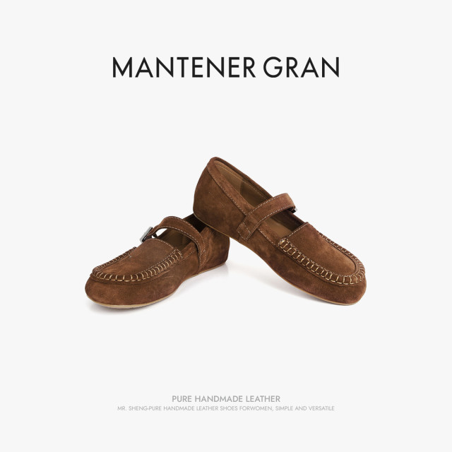 12992796.MG.单鞋Mantener Gran圆头乐福鞋女时尚百搭一字带皮带扣女单鞋小皮鞋